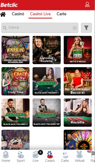 Betclic Casino Live Italy 