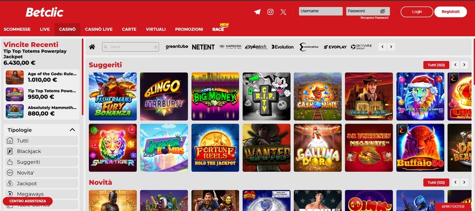 Betclic Homepage Italia Casino pc