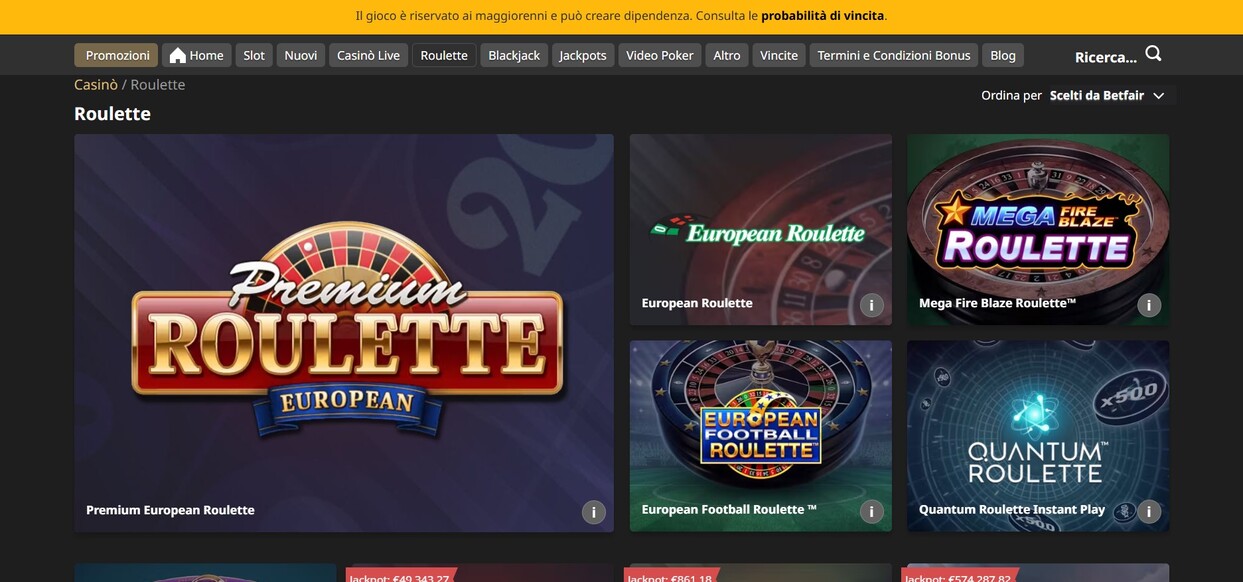 Betfair Casino Roulette
