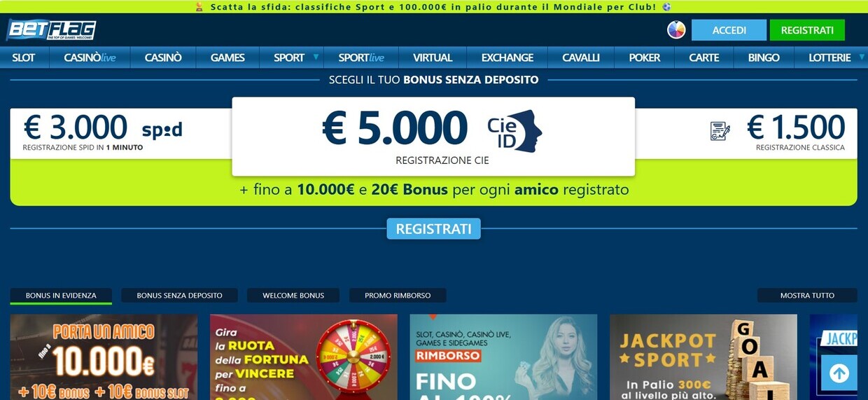 Betflag Homepage Italia pc