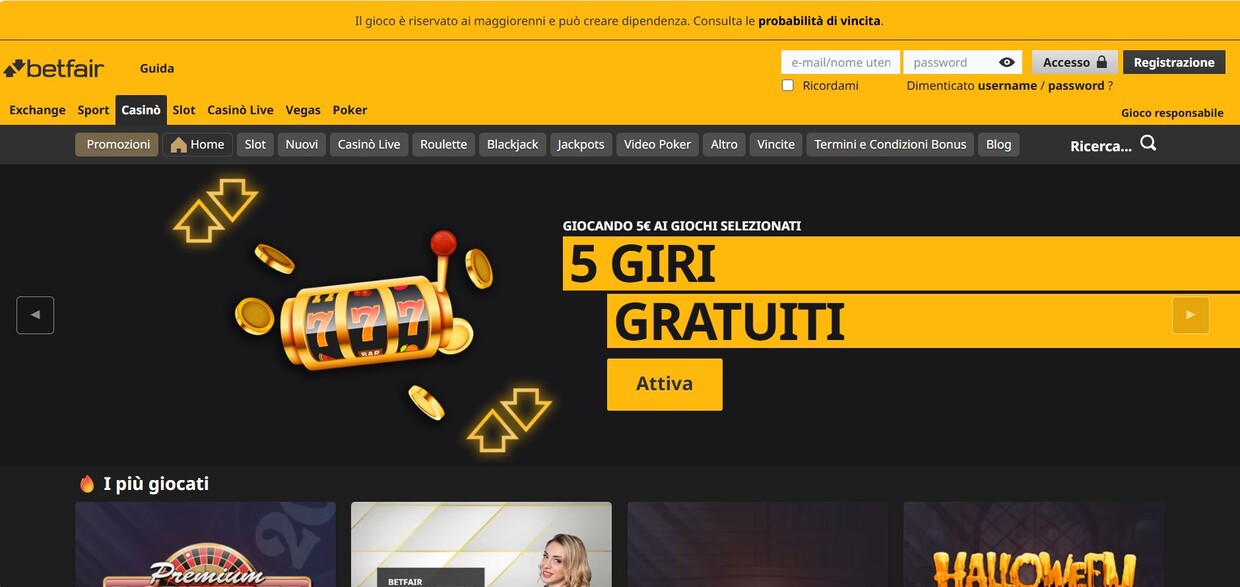 Casino Betfair Homepage italy pc