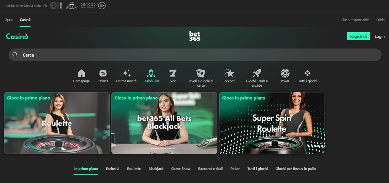 Casino Live bet365 casino Italy