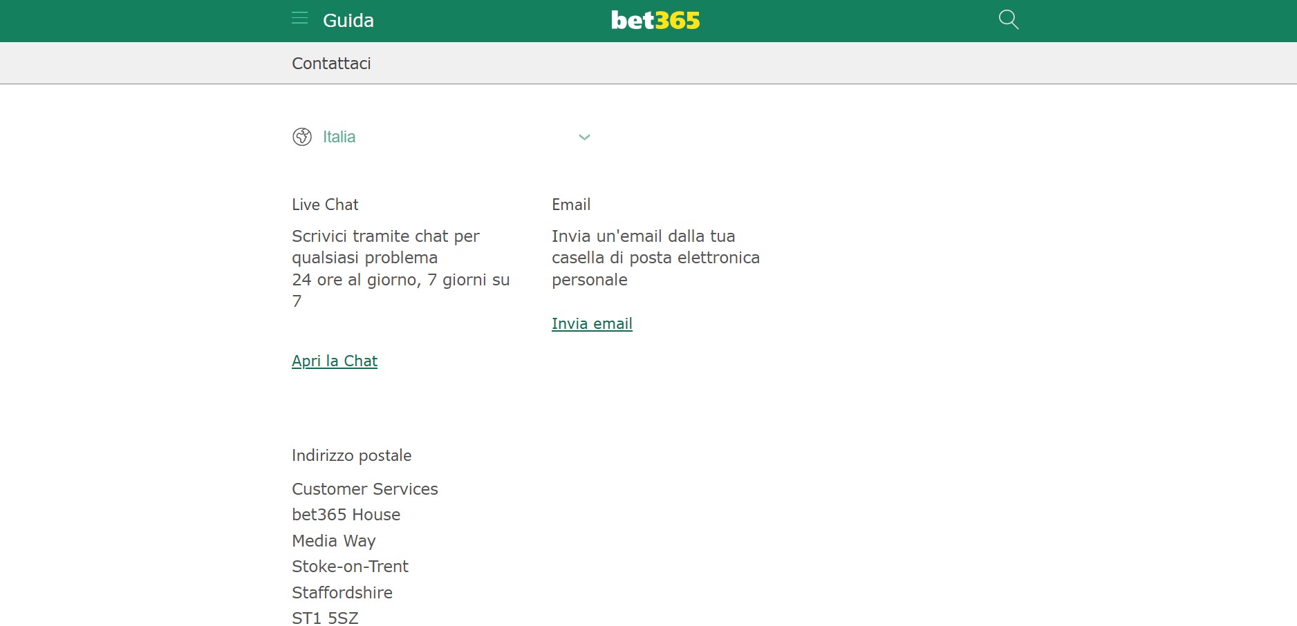 Contatti bet365 italy pc