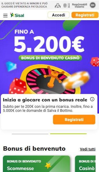 Homepage Sisal Casino Italia