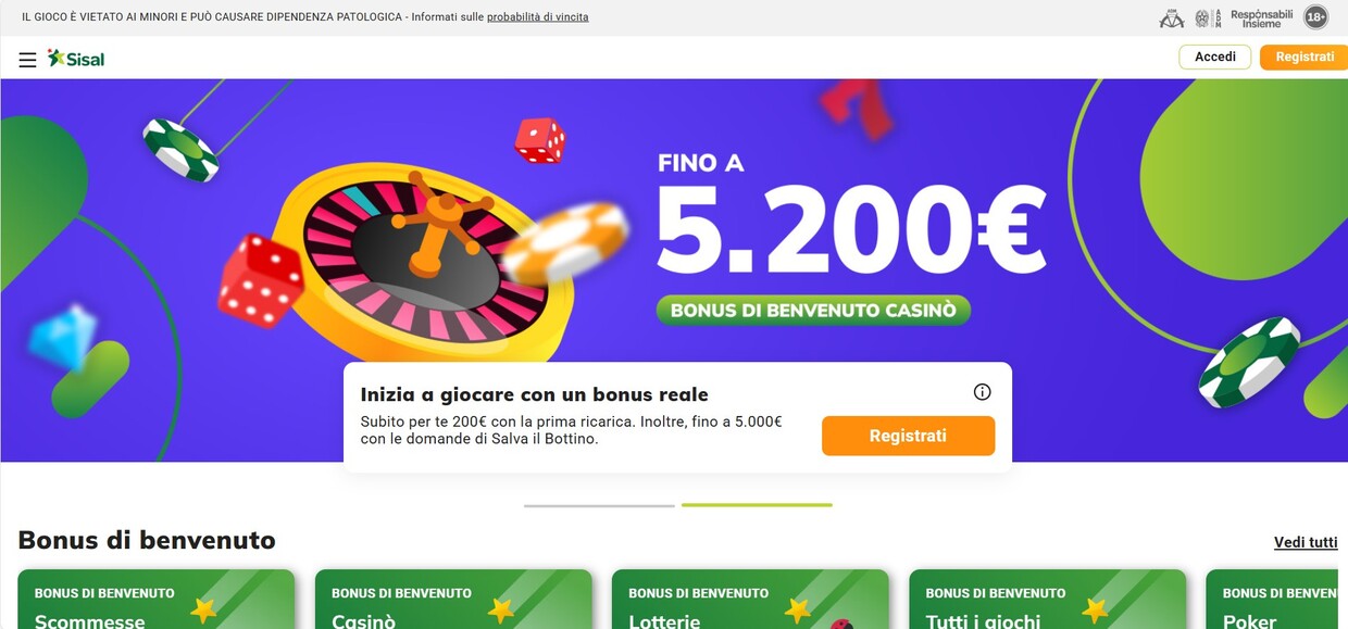 Homepage Sisal Casino Italia