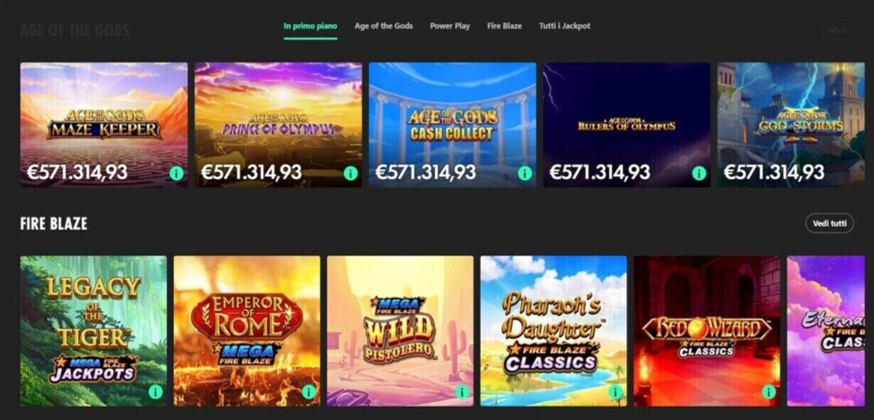 Jackpot Bet365 casino Italy