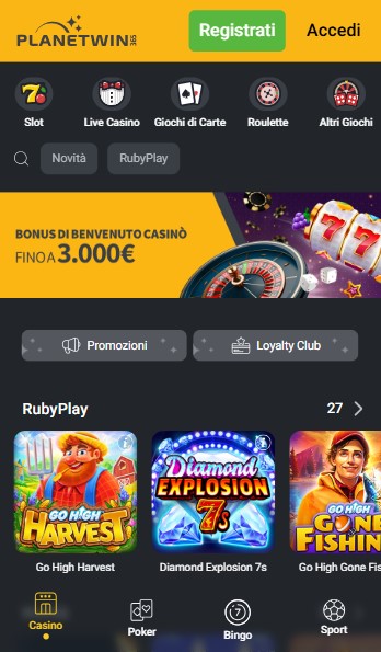 Planetwin Italia Homepage