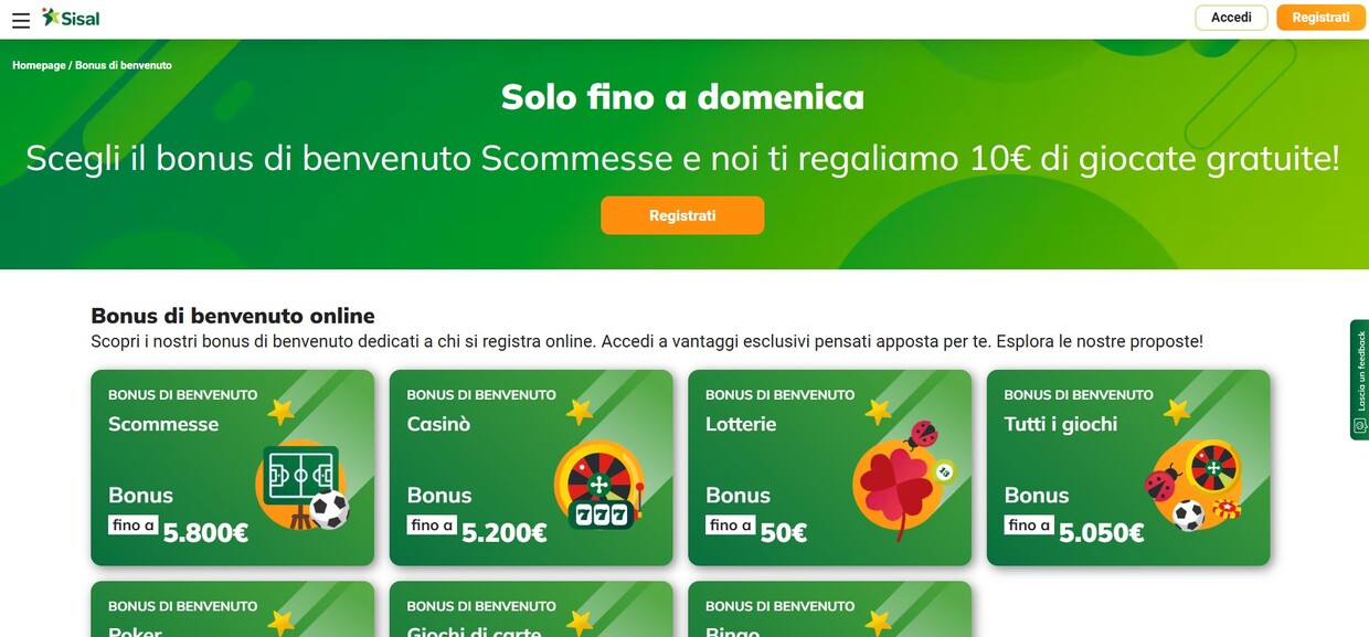Promozioni Casino Sisal Italia