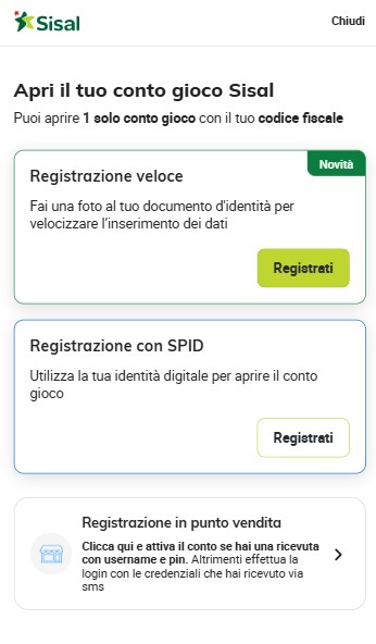 Registrati Sisal Casino Italia