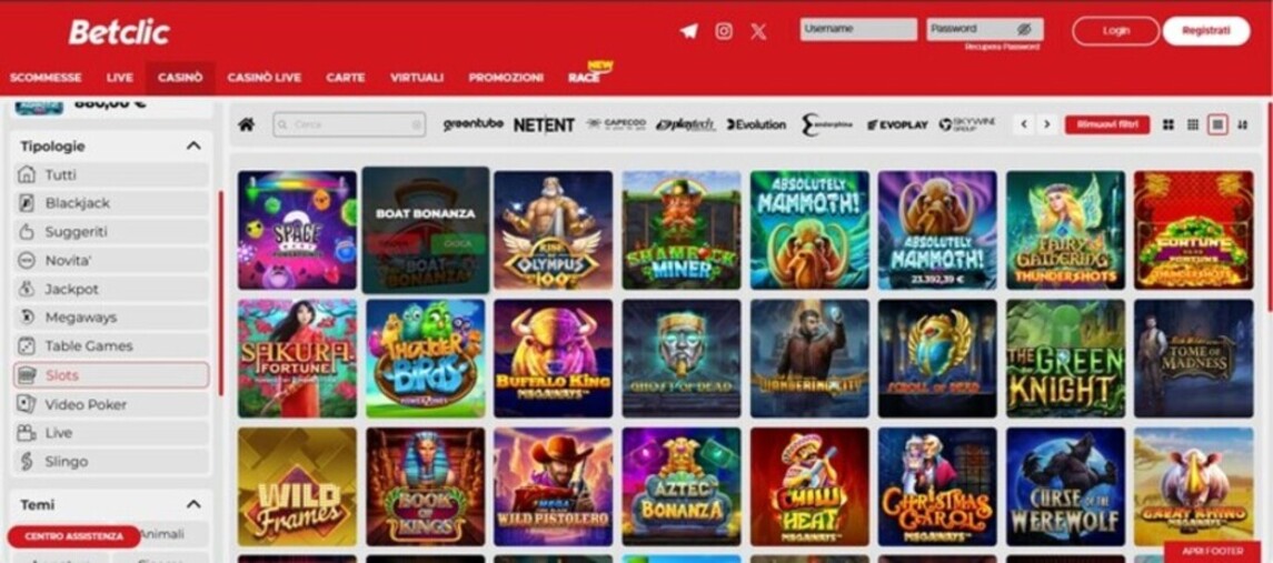 Slots Betclic Casino Italia pc