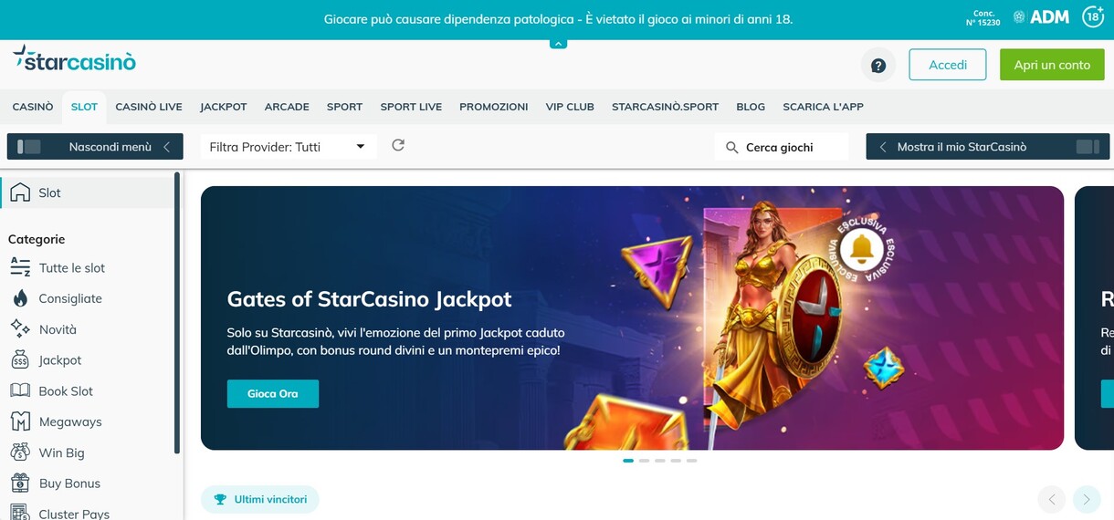 Starcasino Homepage ITalia pc