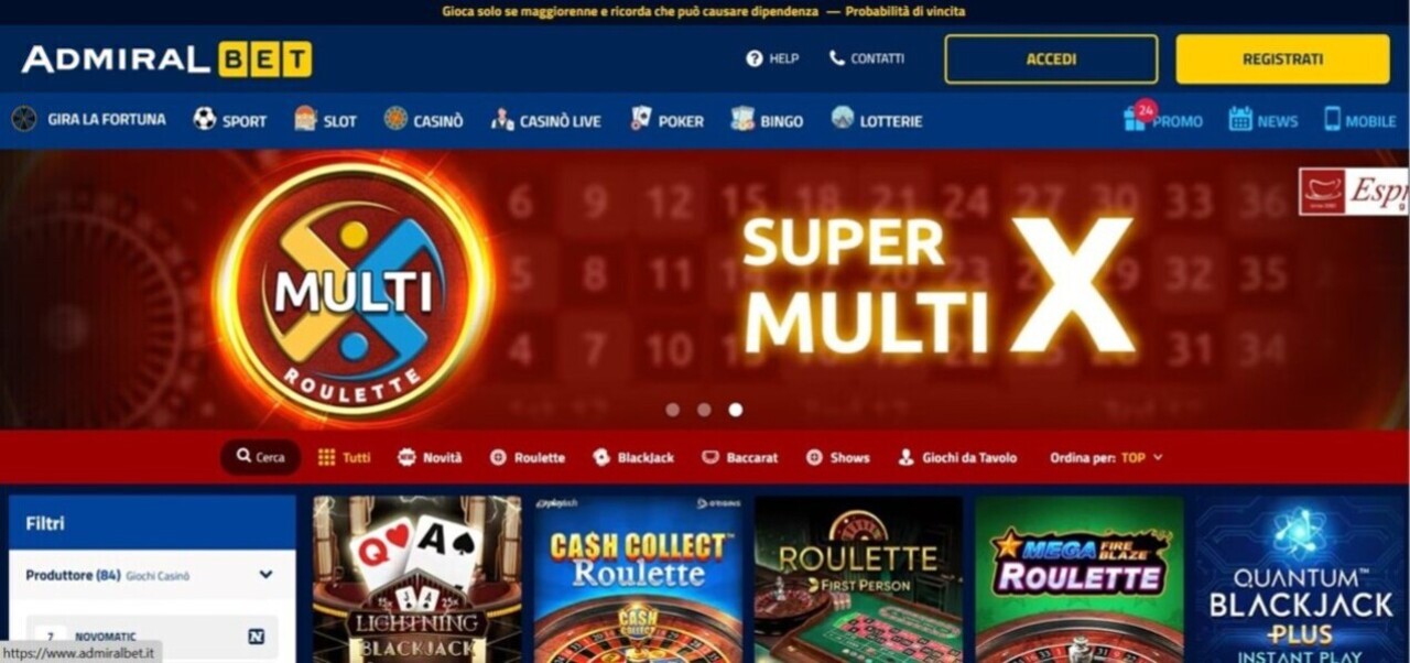Admiralbet Casino Homepage Italy