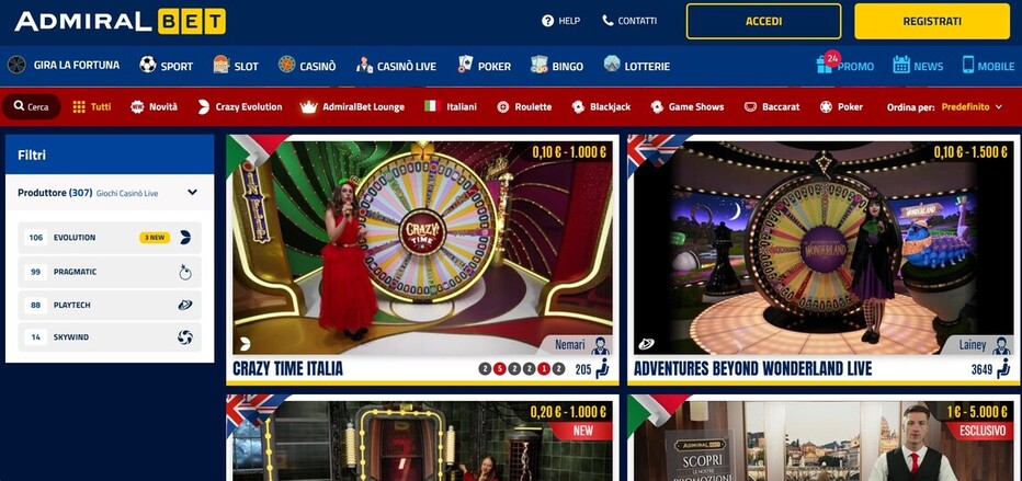 Admiralbet Casino Live Italy