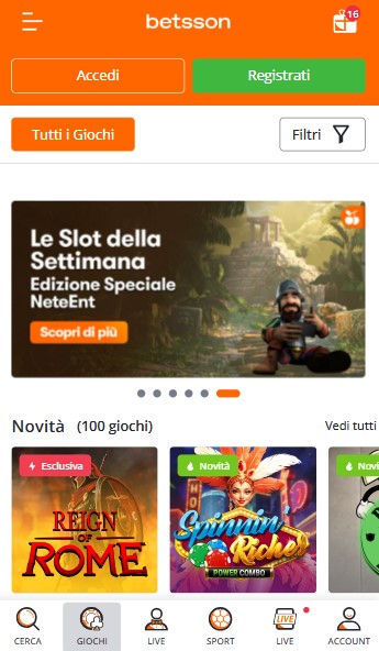 Betsson Casino Homepage Italy pc