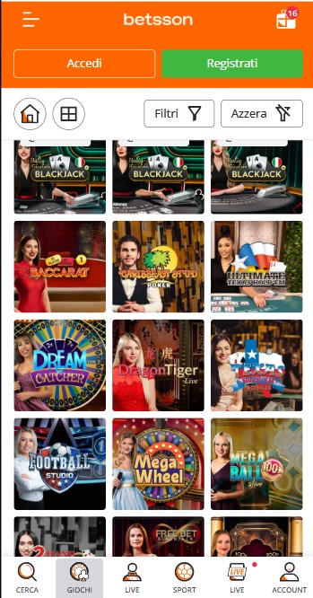 Betsson Live Casino it