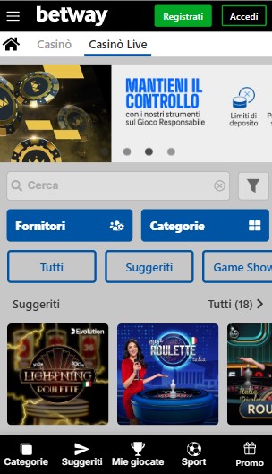 Betway Casino Live Italia