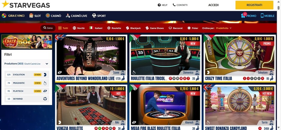 Casino Live Starvegas Italia
