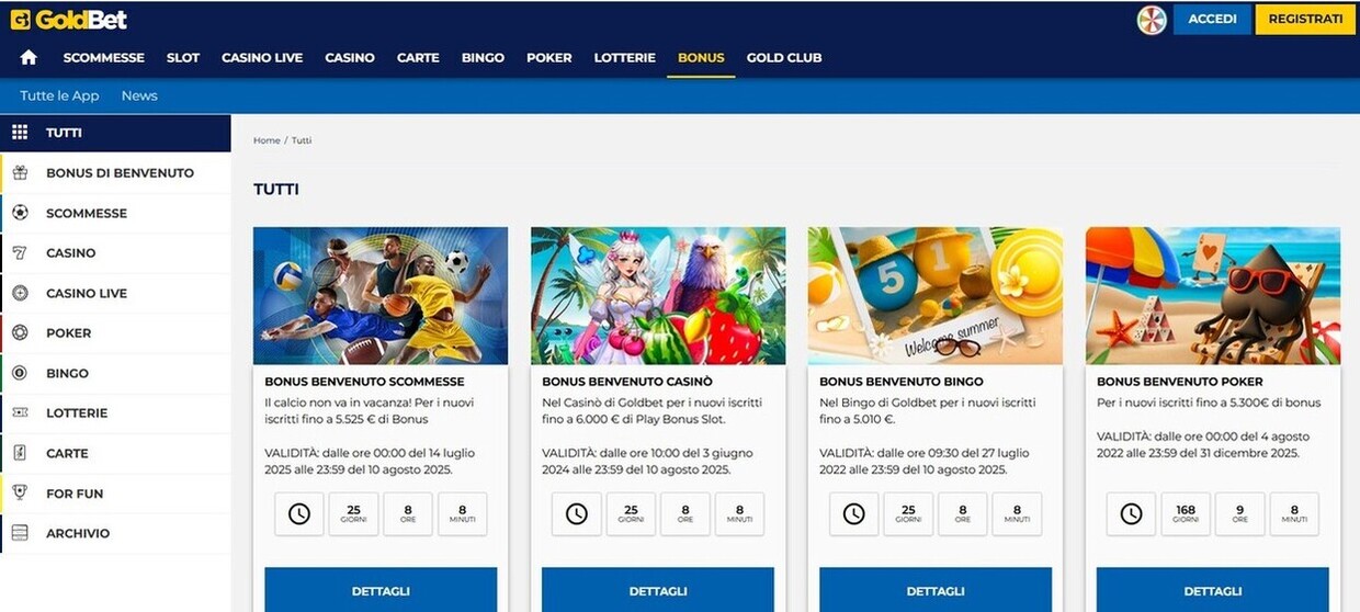 Goldbet Italia Bonus Casino