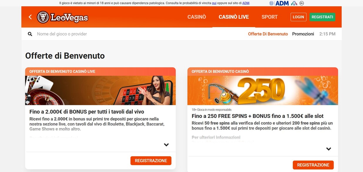 Offerte di Benvenuto LeoVegas It