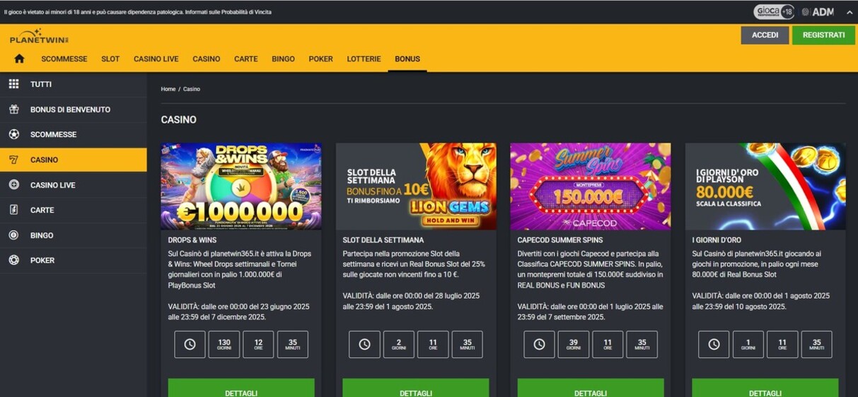 Planetwin Promozioni Casino Ital