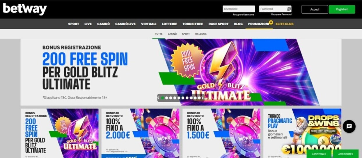 Promozioni Betway Casino Italia