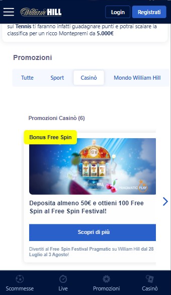 Promozioni Casino Italia William Hill