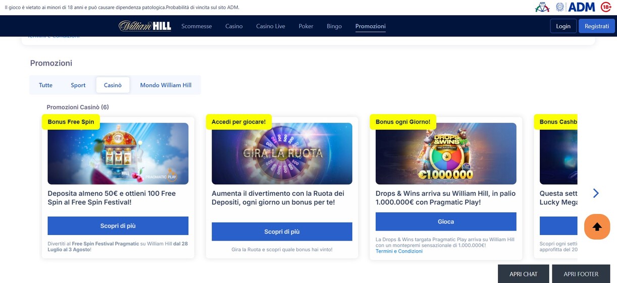 Promozioni Casino ITalia William