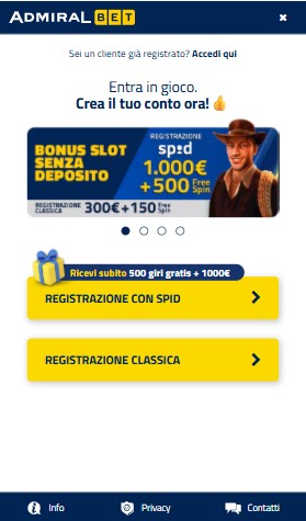 Registrati Admiralbet Casino Italy