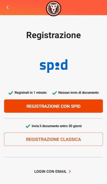 Registrazione Leovegas Casino Italia