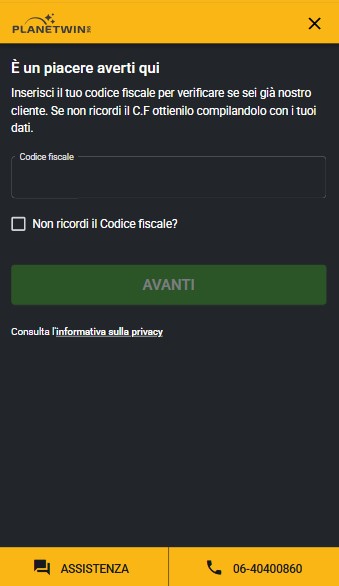 Registrazione Planetwin Italia