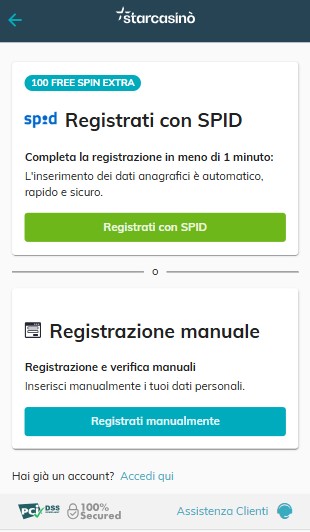 Registrazione Starcasino it