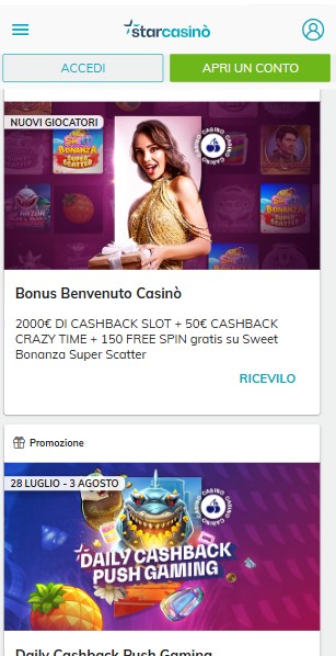 Starcasino ITalia Bonus Promozioni