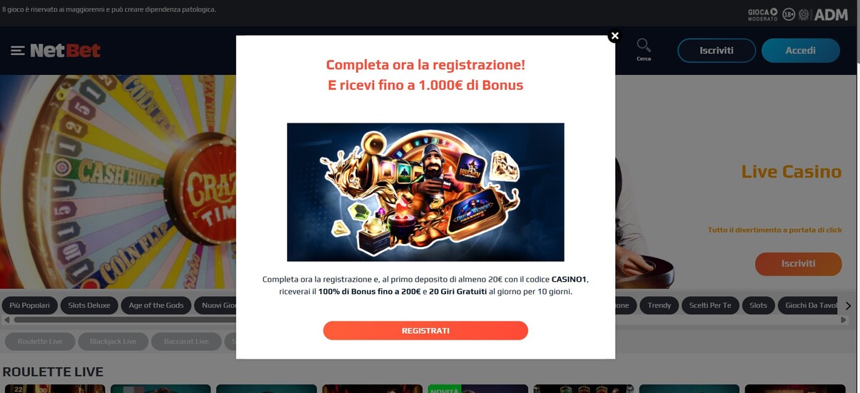 Netbet Bonus Casino Italia