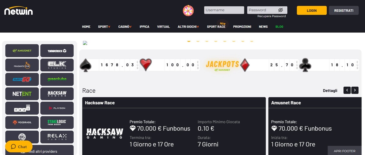 Netwin Casino ITalia Homepage