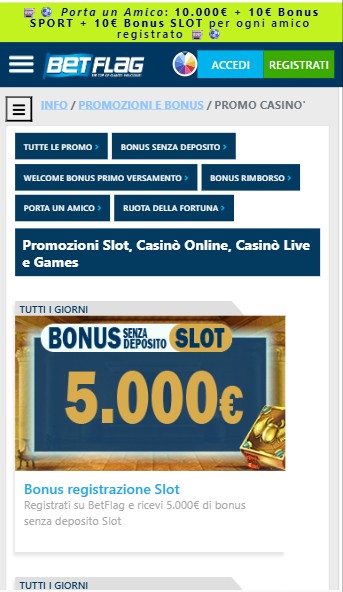 Promozioni Betflag Casino Italia