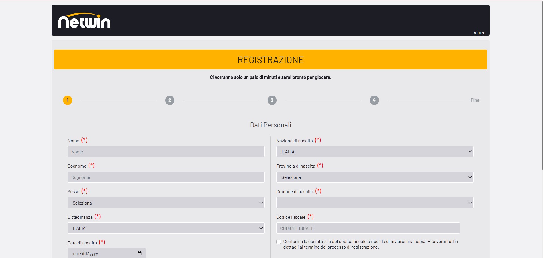 Registrazione Netwin ITalia