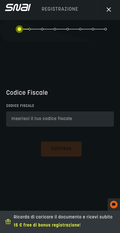 Registrazione Snai Italia Casino