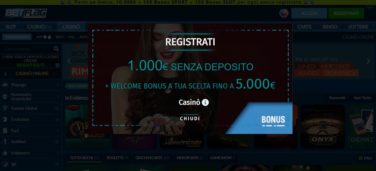 Welcome Bonus Betflag Italia