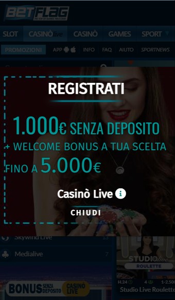 Welcome Bonus Italia Betflag